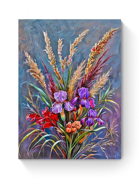 Алмазная мозаика на подрамнике «Букет с ирисами» 35x25 см