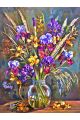 Алмазная мозаика без подрамника «Букет с ирисами» 35x25 см
