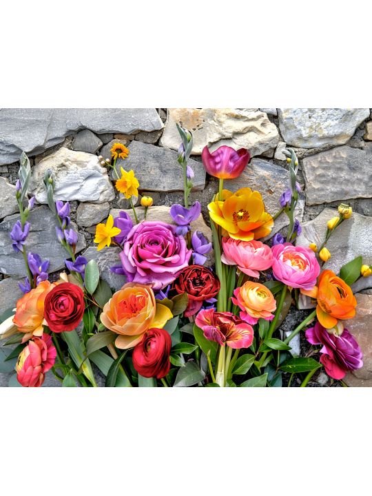 Алмазная мозаика без подрамника «Цветочное панно» 80x60 см