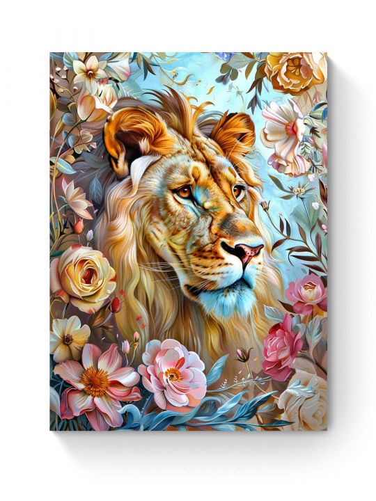 Алмазная мозаика на подрамнике «Акварельный лев» 50x40 см