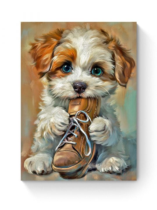 Алмазная мозаика на подрамнике «Милый щенок» 50x40 см