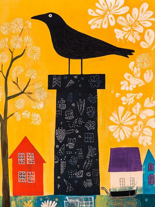 Алмазная мозаика без подрамника «Ворона» 90x70 см