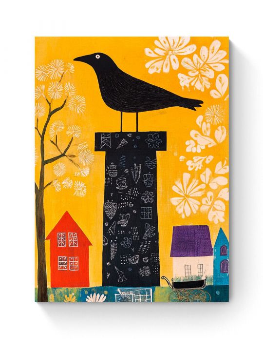 Алмазная мозаика на подрамнике «Ворона» 70x50 см