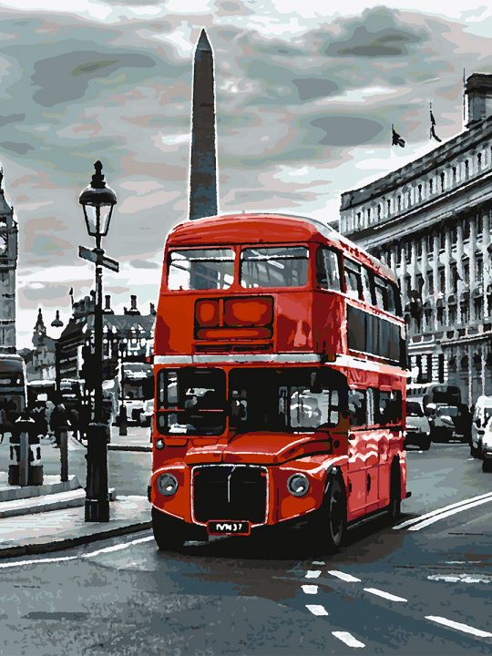 Картина по номерам без подрамника «Автобус» 80x60 см