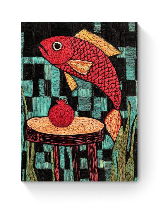 Алмазная мозаика на подрамнике «Красная рыбка» 50x40 см