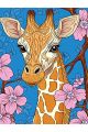 Алмазная мозаика без подрамника «Жираф в цветах» 130x100 см