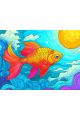 Алмазная мозаика без подрамника «Золотая рыбка» 50x40 см