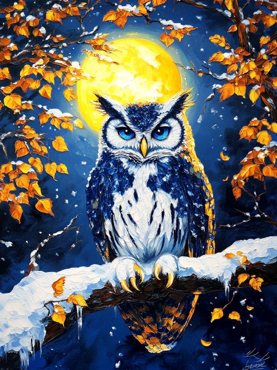 Алмазная мозаика без подрамника «Совушка» 80x60 см