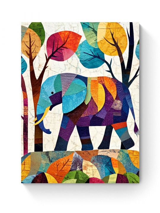 Алмазная мозаика на подрамнике «Цветной слон» 35x25 см