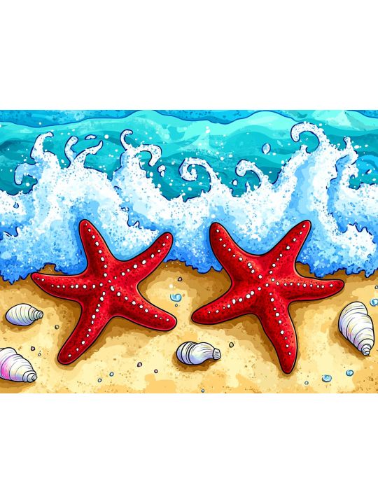 Алмазная мозаика без подрамника «Морские звезды» 60x45 см