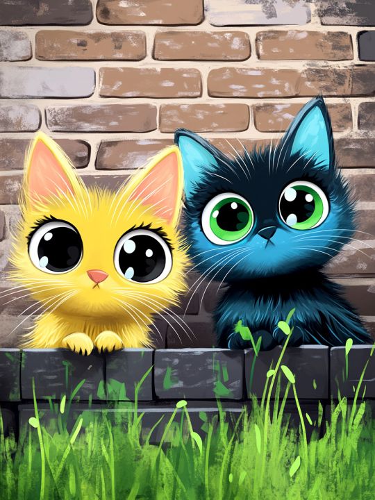 Алмазная мозаика без подрамника «Два кота» 35x25 см