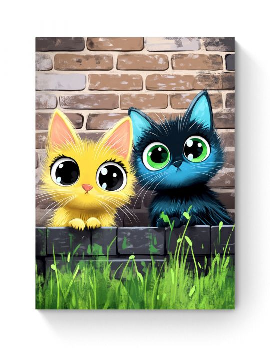 Алмазная мозаика на подрамнике «Два кота» 80x60 см