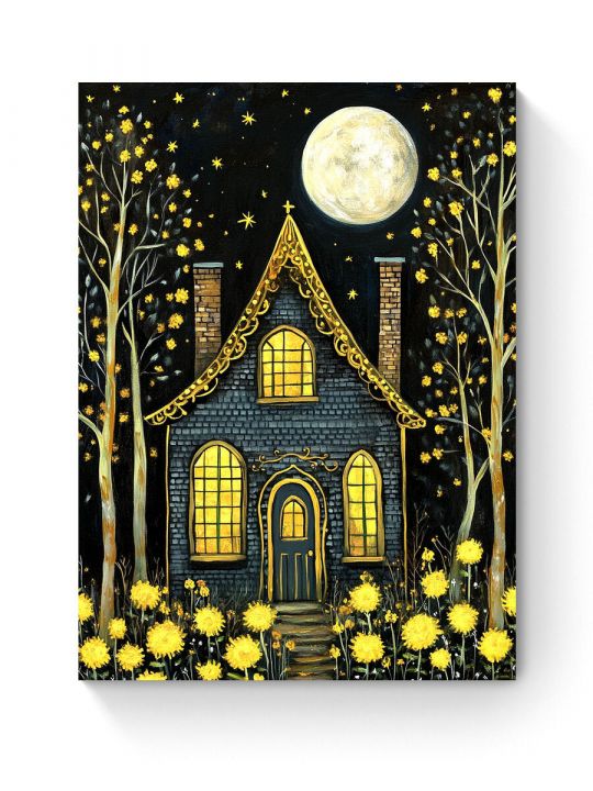 Алмазная мозаика на подрамнике «Сказочный дом» 40x30 см