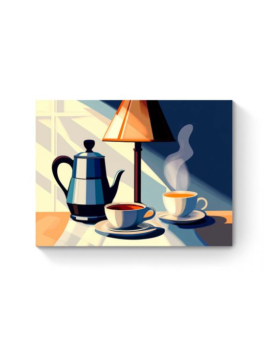 Алмазная мозаика на подрамнике «Ранний кофе» 70x50 см