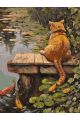 Картина по номерам без подрамника «Котик рыболов» 130x100 см