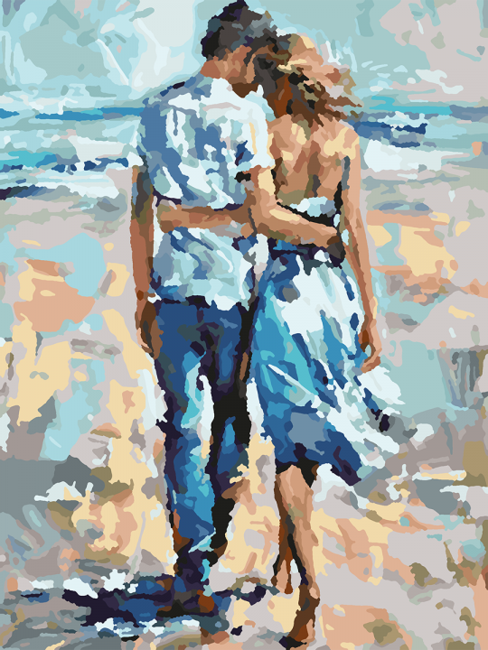 Картина по номерам без подрамника «Пара у моря» 25x20 см