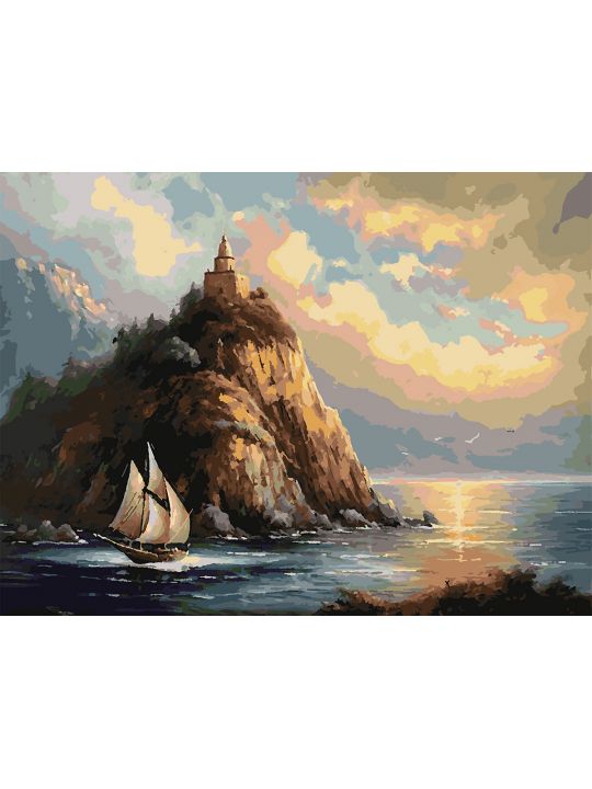 Картина по номерам без подрамника «Парусник» 80x60 см