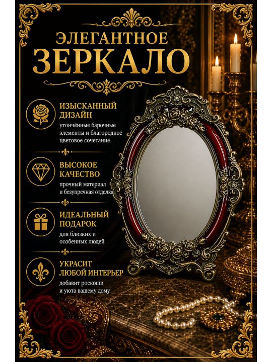 Зеркало  под старину 15 x 20 см