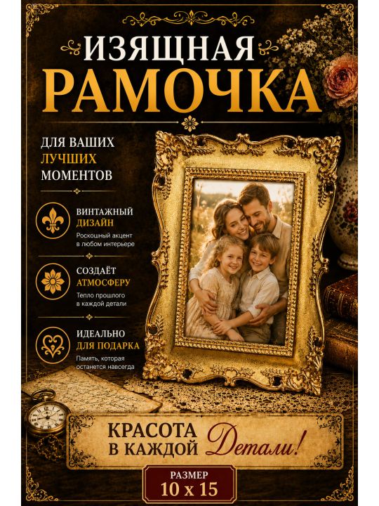Рамка резная под старину 10 x 15 см