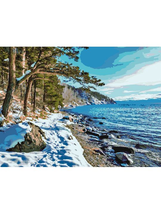 Картина по номерам без подрамника «Берег Байкала» 80x60 см