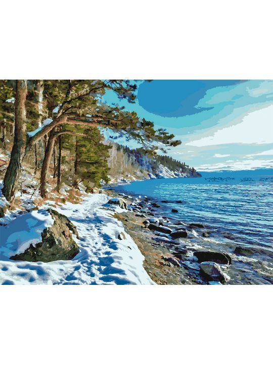 Картина по номерам без подрамника «Берег Байкала» 130x100 см
