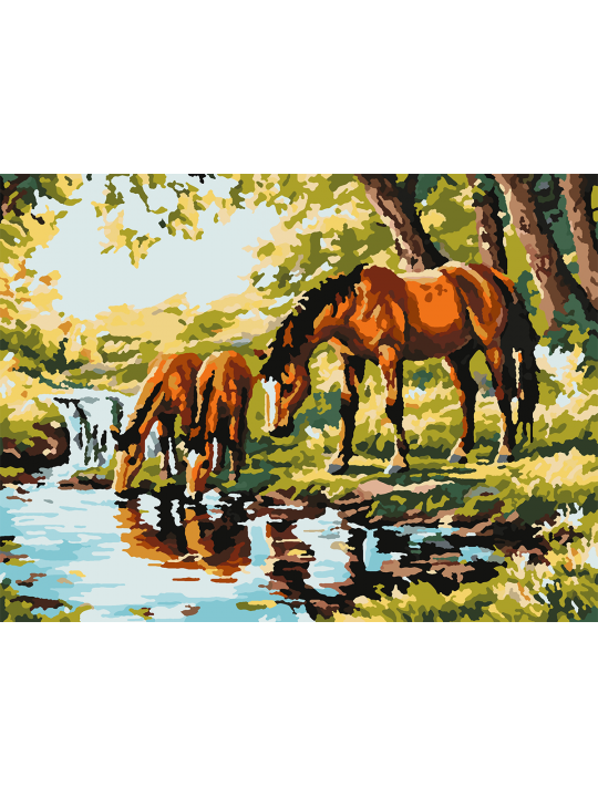 Картина по номерам без подрамника «Водопой» 25x20 см