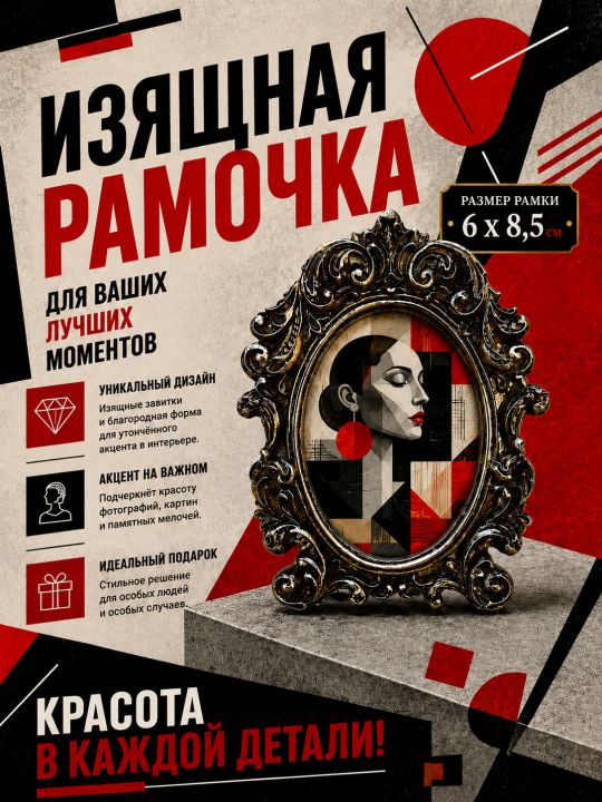 Рамка резная под старину 8.5 x 6 см