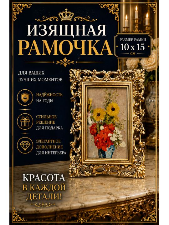 Рамка резная под старину 10 x 15 см