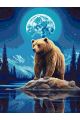 Картина по номерам без подрамника «Мишка и луна» 130x100 см