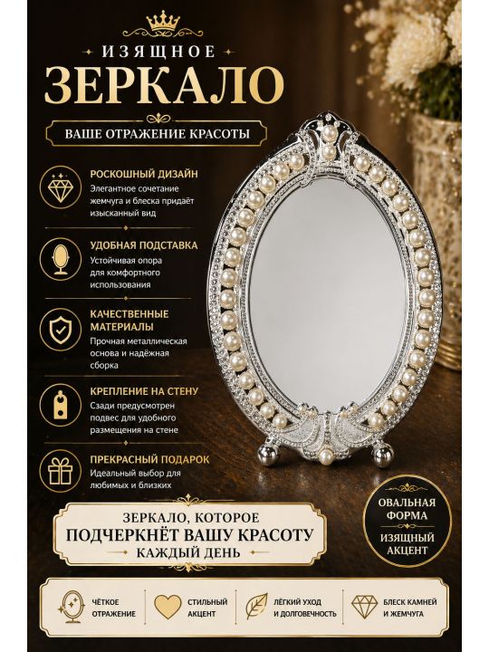 Зеркало  под старину 18 x 13 см