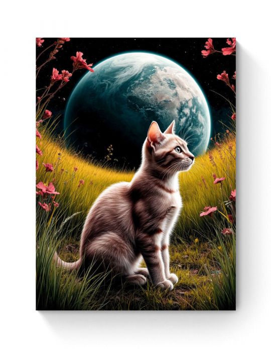 Алмазная мозаика на подрамнике «Космокот» 40x30 см