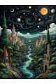 Алмазная мозаика без подрамника «Город башен» 50x40 см