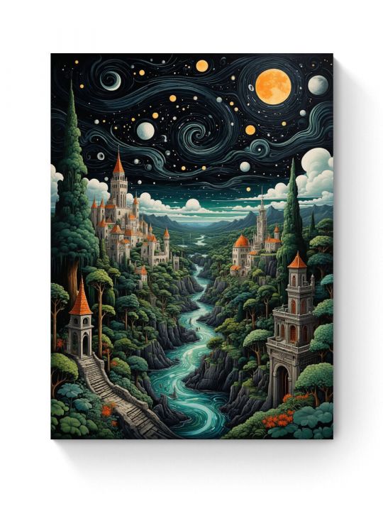 Алмазная мозаика на подрамнике «Город башен» 50x40 см