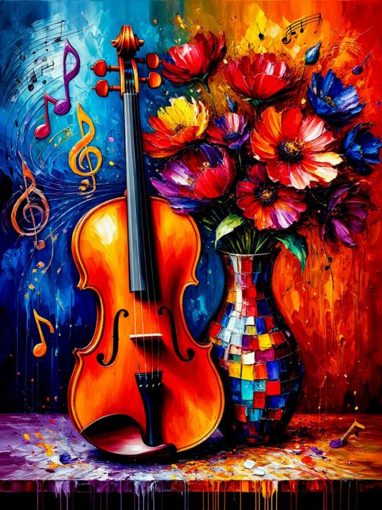Алмазная мозаика без подрамника «Созвучие красок» 80x60 см