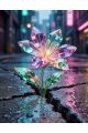 Алмазная мозаика без подрамника «Неоновый цветок» 40x30 см