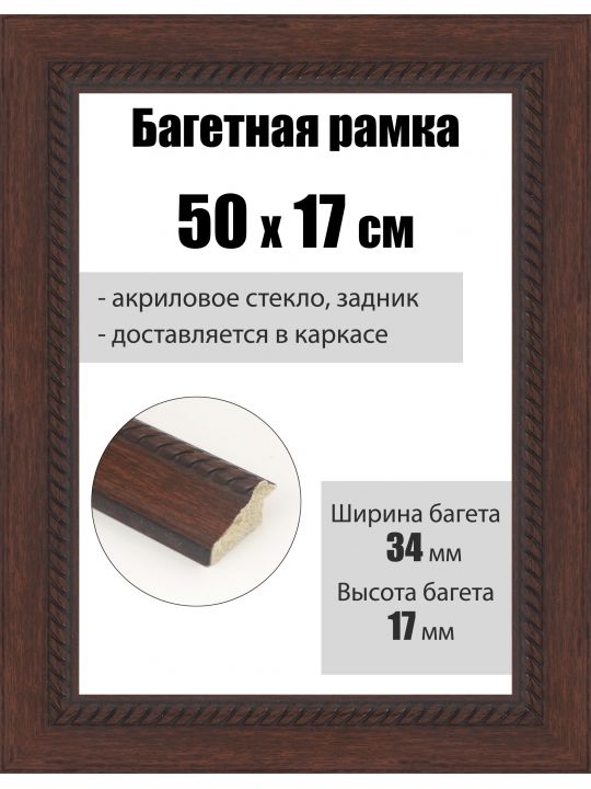 Рамка багетная для картин со стеклом 50 x 17 см, РБ-090