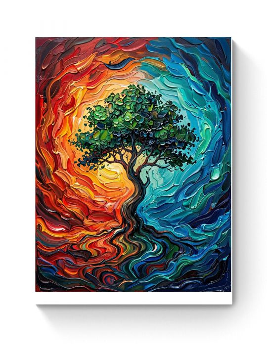 Алмазная мозаика на подрамнике «Дерево стихий» 40x30 см