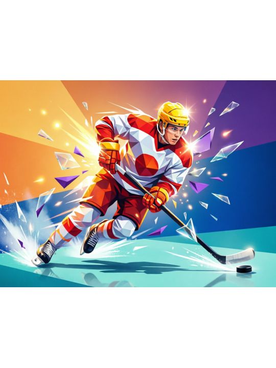 Алмазная мозаика без подрамника «Лёд и скорость» 40x30 см