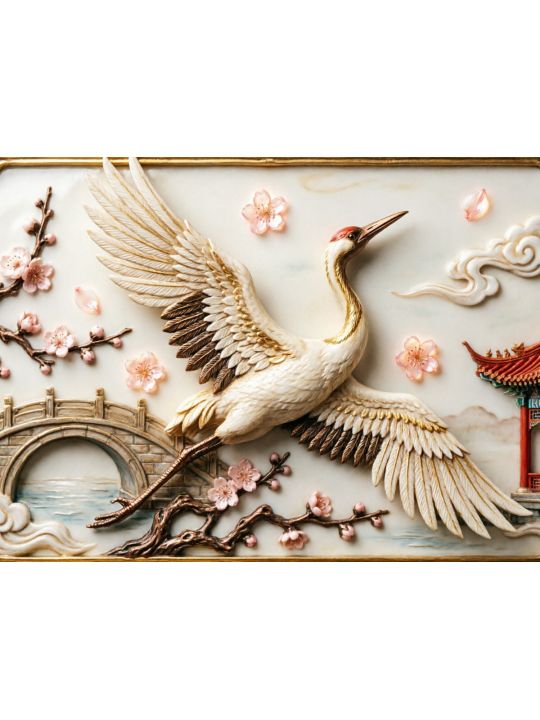 Алмазная мозаика без подрамника «Грация журавля» 40x30 см