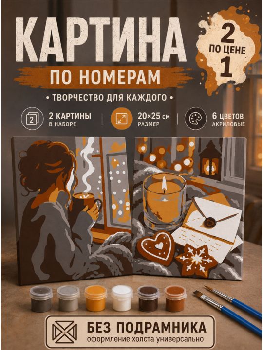 Картина по номерам 25x20 см. Набор 2 шт. КПМ-039
