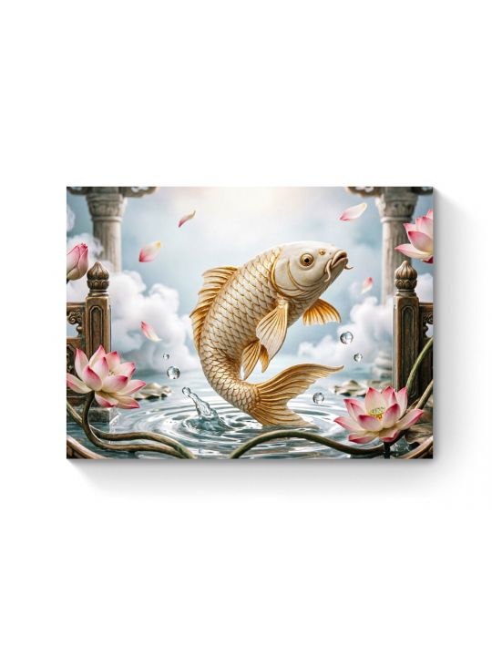 Алмазная мозаика на подрамнике «Танец карпа» 40x30 см