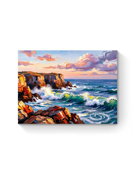 Алмазная мозаика на подрамнике «Танец волн» 40x30 см
