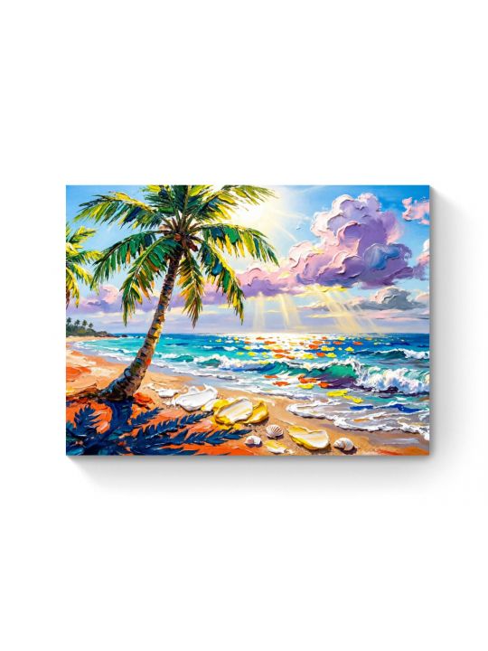 Алмазная мозаика на подрамнике «Сияние океана» 40x30 см