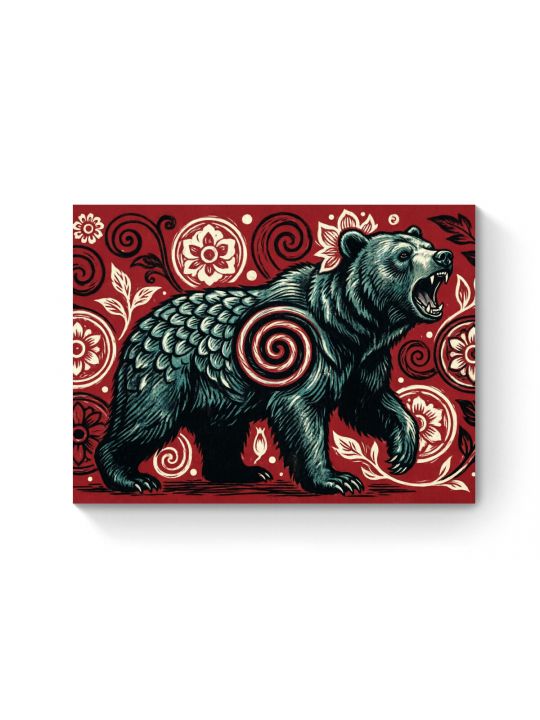 Алмазная мозаика на подрамнике «Медведь в вихре» 50x40 см