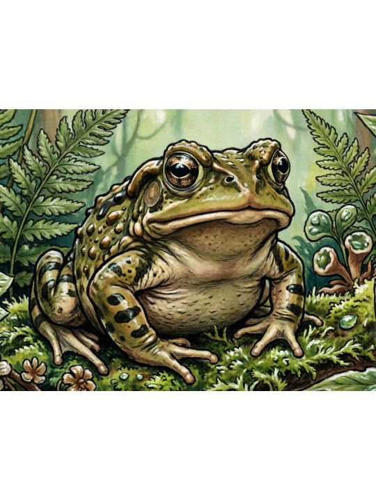 Алмазная мозаика без подрамника «Спокойная жаба» 90x70 см