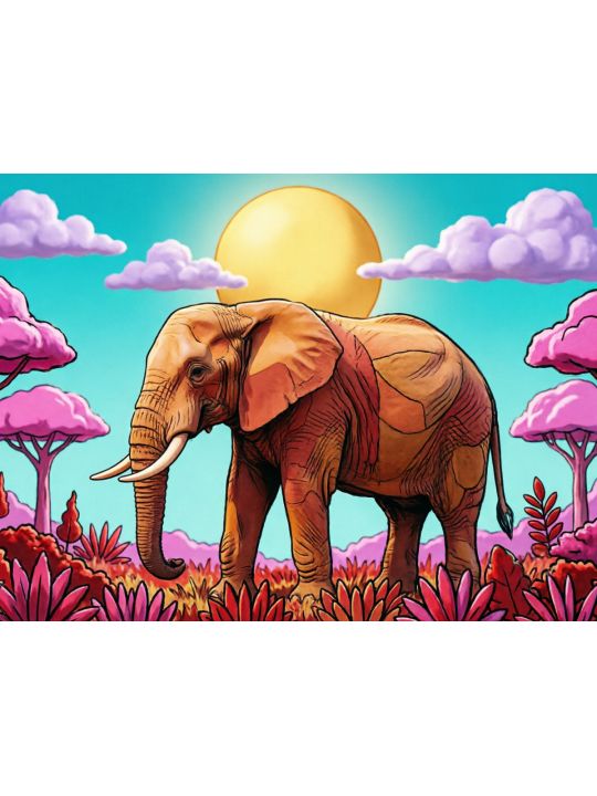 Алмазная мозаика без подрамника «Розовая саванна» 50x40 см