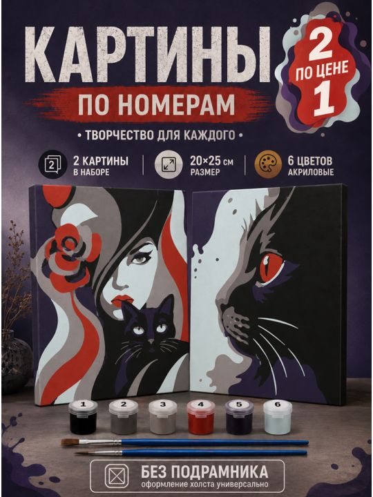 Картина по номерам 25x20 см. Набор 2 шт. КПМ-069