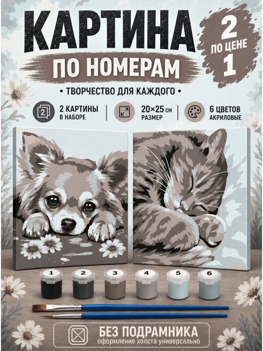 Картина по номерам 25x20 см. Набор 2 шт. КПМ-065