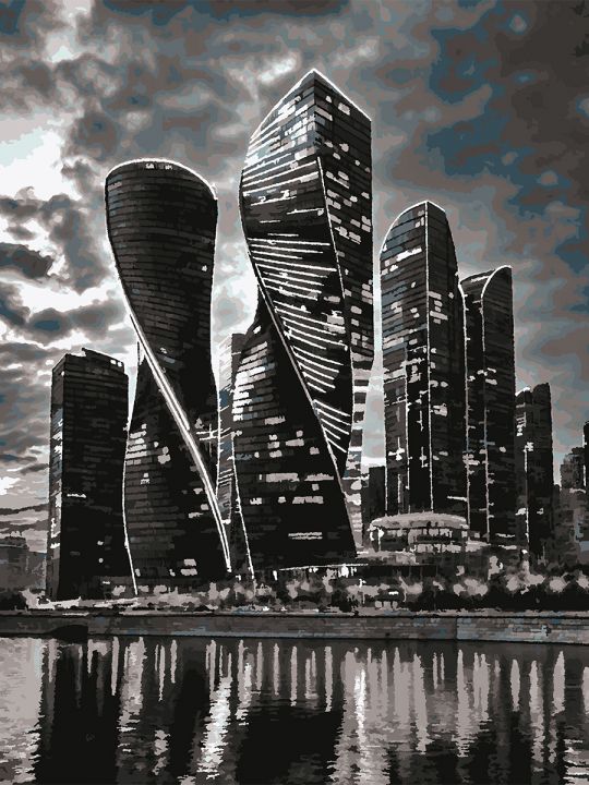 Картина по номерам без подрамника «Небоскрёбы» 80x60 см