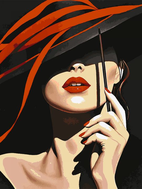 Картина по номерам без подрамника «Леди Red» 80x60 см